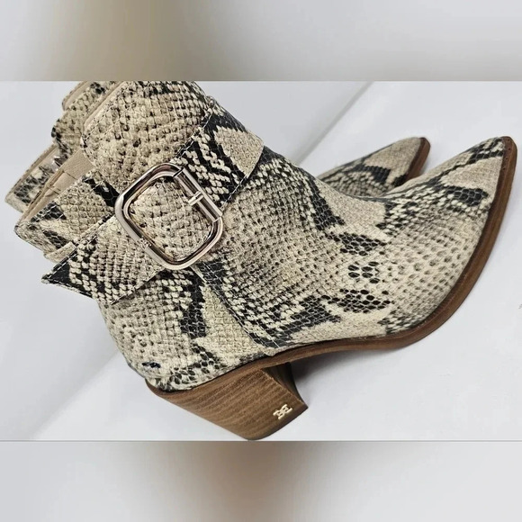 Sam Edelman Women's Leonia Block Heel Leather Snake Print Booties Size 6 - Picture 8 of 16
